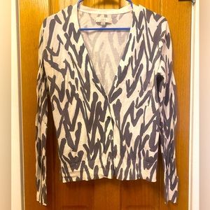 Ann Taylor LOFT gauzy cardigan sweater ramie/rayon blend Size L all over print